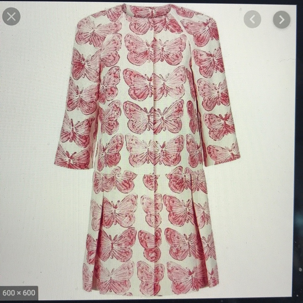 Red Valentino butterfly print cotton-linen coat